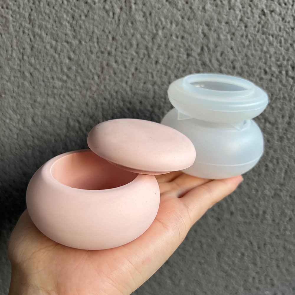 Ceramic Candle Vessel - 日曜大工用の丸い収納ボックス、シリコンモールド、コンクリートカップ、キャンドルホルダー、正方形の収納ジャー、石膏樹脂キャスティング