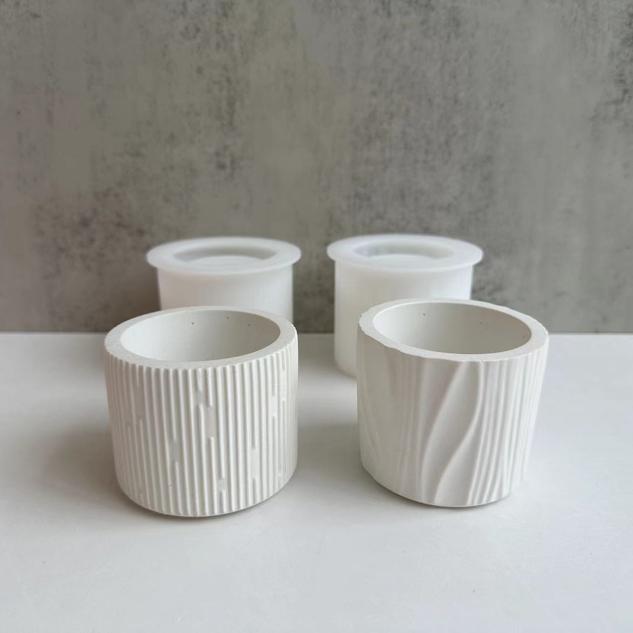 Ceramic Candle Vessel - 石膏裏地キャンドルカップシリコーン型 DIY コンクリート円形植木鉢樹脂型