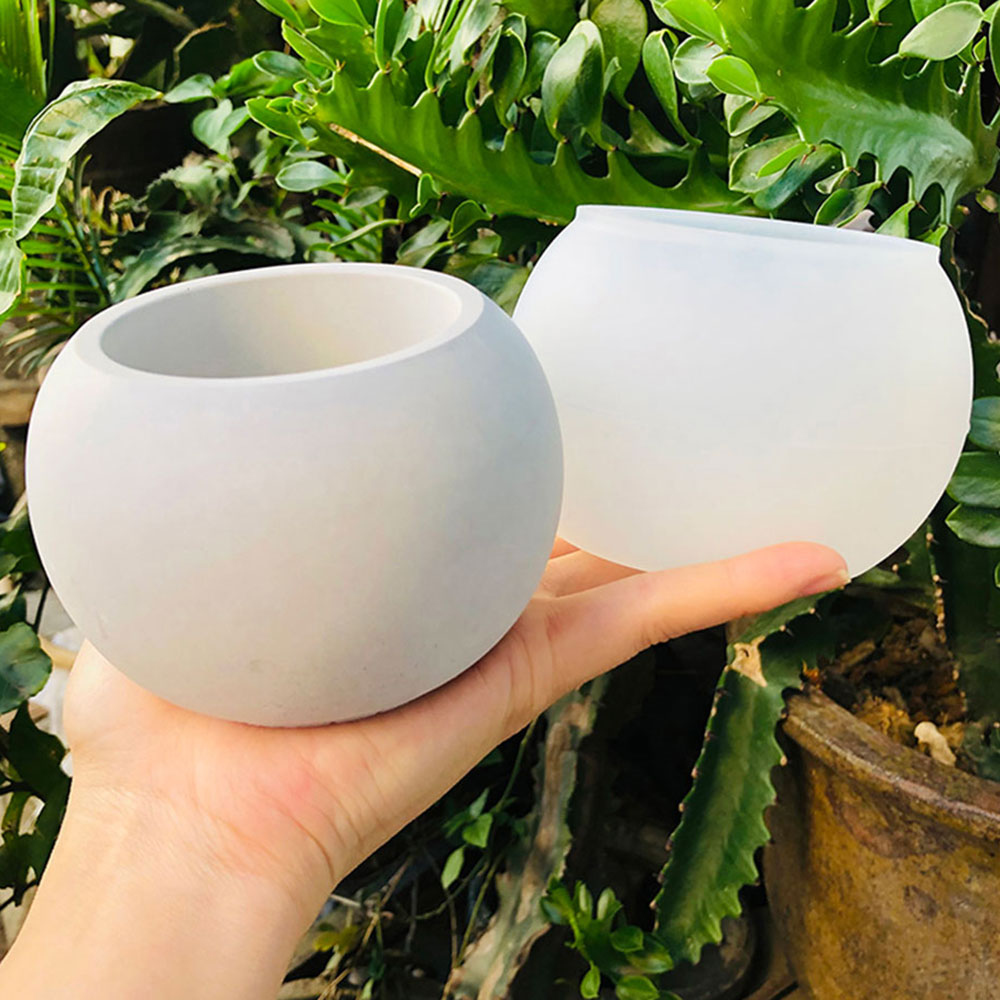 Ceramic Candle Vessel - 球形植木鉢シリコーン型 DIY キャンドルカップジュエリー収納ボックス石膏樹脂容器プランターコンクリート鋳造金型