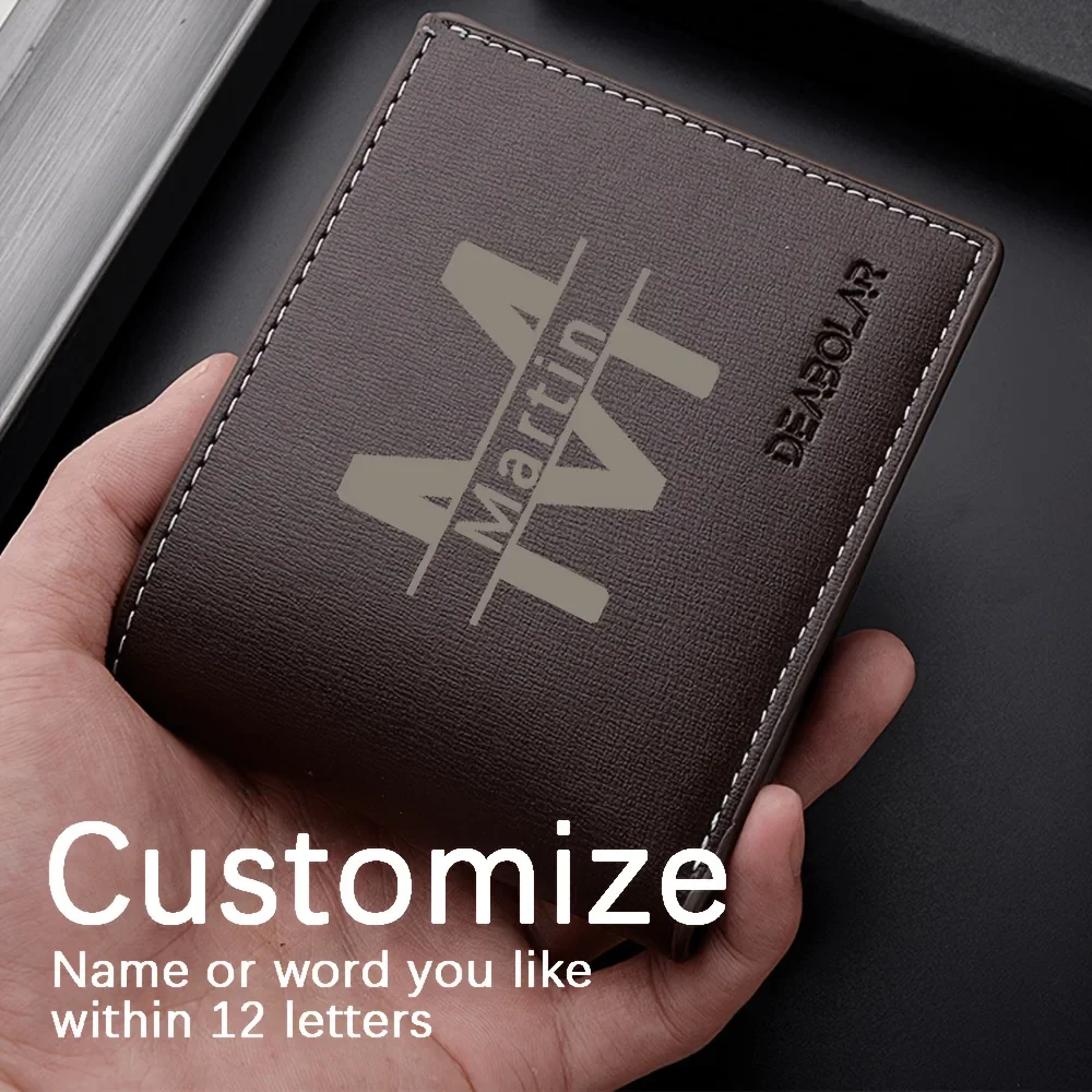 Interior Design Name Card - パーソナライズされたメンズヴィンテージ財布 - カスタム名刻印入り二つ折りショートデザイン - 誕生日や記念日に父や夫へのギフト