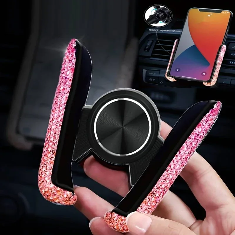 Interior Design Texture - 新しい自動車電話ホルダーダイヤモンドクリスタル車のエアベントマウントクリップ携帯電話ホルダースタンド自動ブラケットインテリアアクセサリー