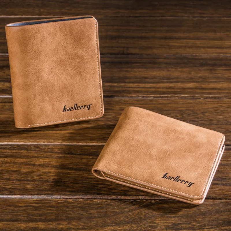 Interior Design Id - Baellerry-メンズヴィンテージヌバックレザーウォレット,薄いIDとクレジットカードホルダー,短いデザイナー財布,マネーバッグ