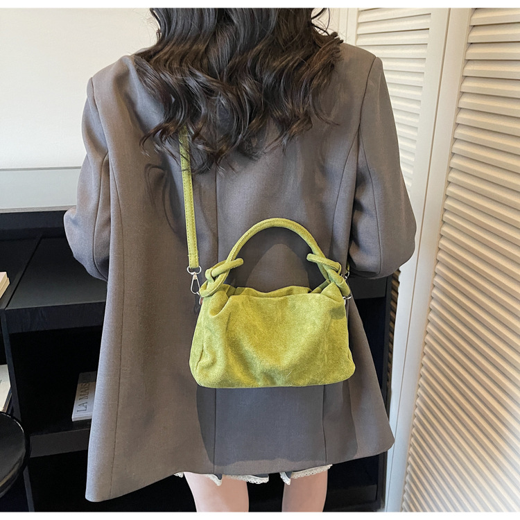 Interior Design Vintage Style - シャーリングクラウドバッグ女性ノットハンドルスエードスモールクロスボディ財布デザイナーシックヴィンテージ韓国スタイル毎日の通勤ショルダーハンドバッグ