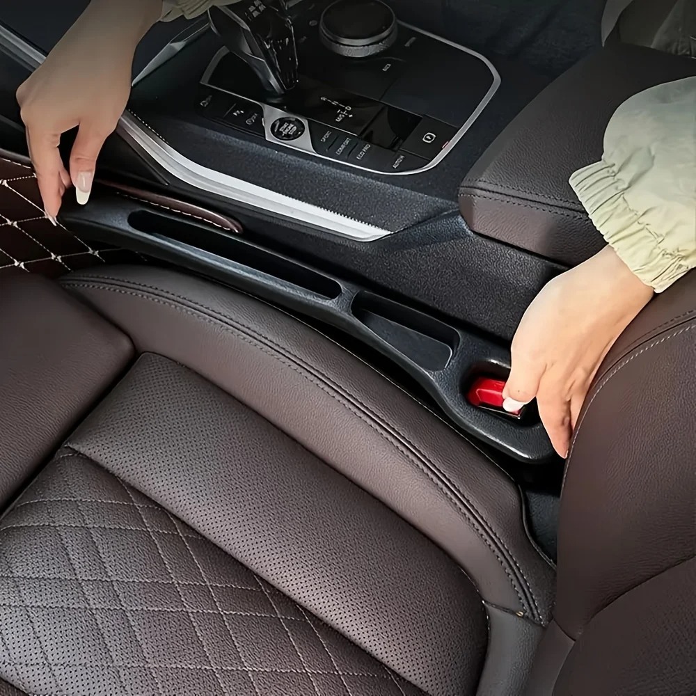 Interior Design Texture - 2個入り 車用シート隙間収納オーガナイザー、PU防水シート隙間プラグストリップ（2つの溝デザイン）、車内隙間収納用