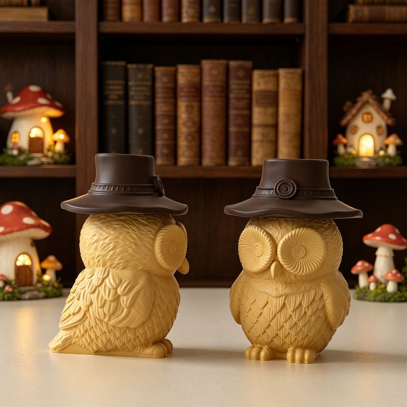 フクロウ型の蓋付き保存瓶用シリコンモールド2セット、装飾品付 - Ceramic Candle Vessel のレビューと価格