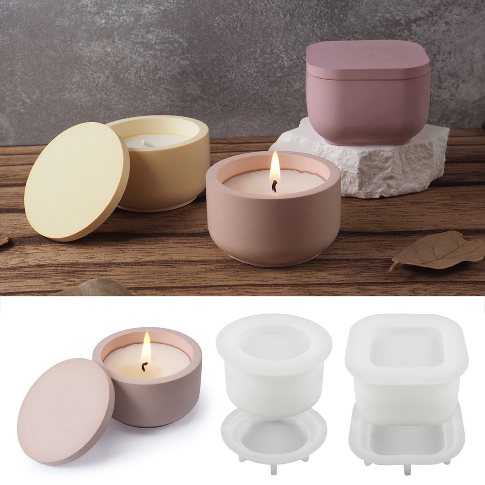 日曜大工用の丸い収納ボックス、シリコンモールド、コンクリート - Ceramic Candle Vessel のレビューと価格