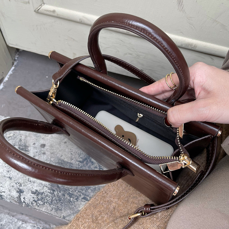ヴィンテージ風オイルワックス加工のレディースハンドバッグ。韓 - Interior Design Vintage Style のレビューと価格