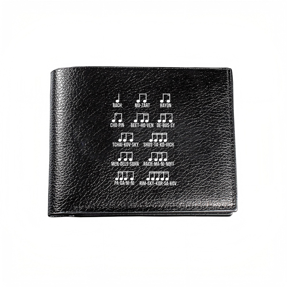 音符と作曲家の名前デザイン メンズ財布 カードホルダー カジ - Interior Design Name Card のレビューと価格
