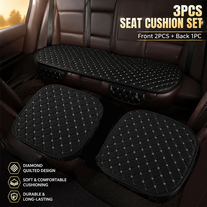 3点セット リネン製カーシートクッションセット ダイヤモンド - Interior Design Texture のレビューと価格