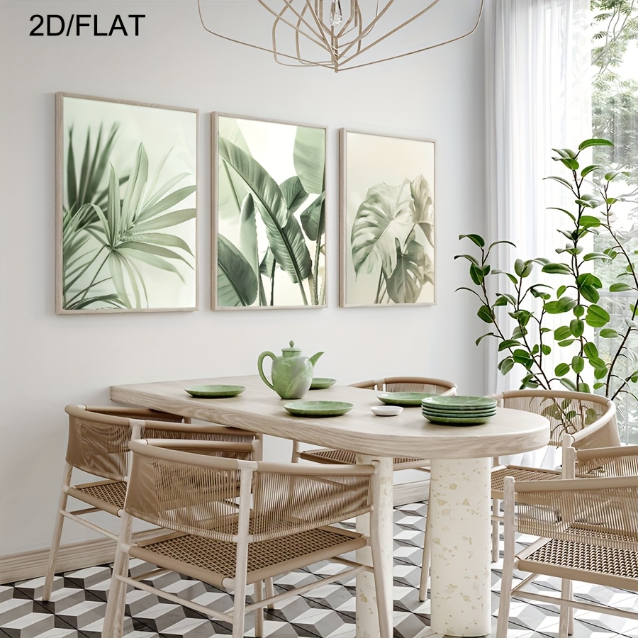 フレームレス2Dフラット、3枚セットのトロピカルプラントウォ - Abstract Canvas Set のレビューと価格