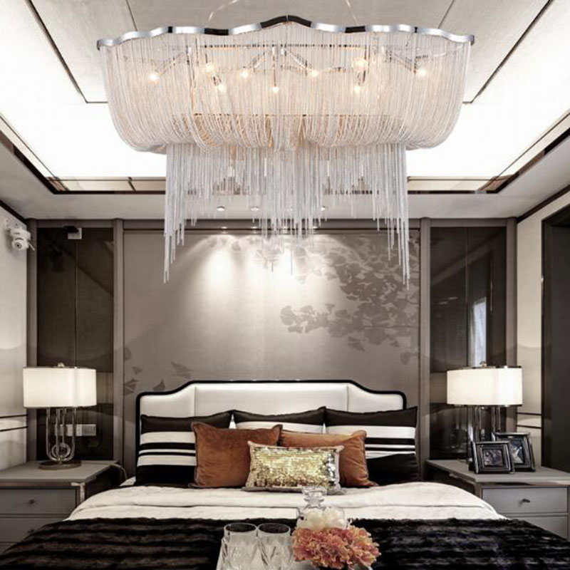 モダンなシルバーアルミニウムチェーンシャンデリア、豪華なタッ - Engineering And Interior Design のレビューと価格
