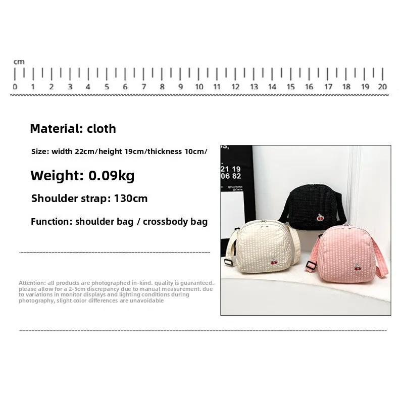 韓国風刺繍入りチェリーショルダーバッグ小さな新鮮なチェック柄 - Interior Design Korean Style のレビューと価格