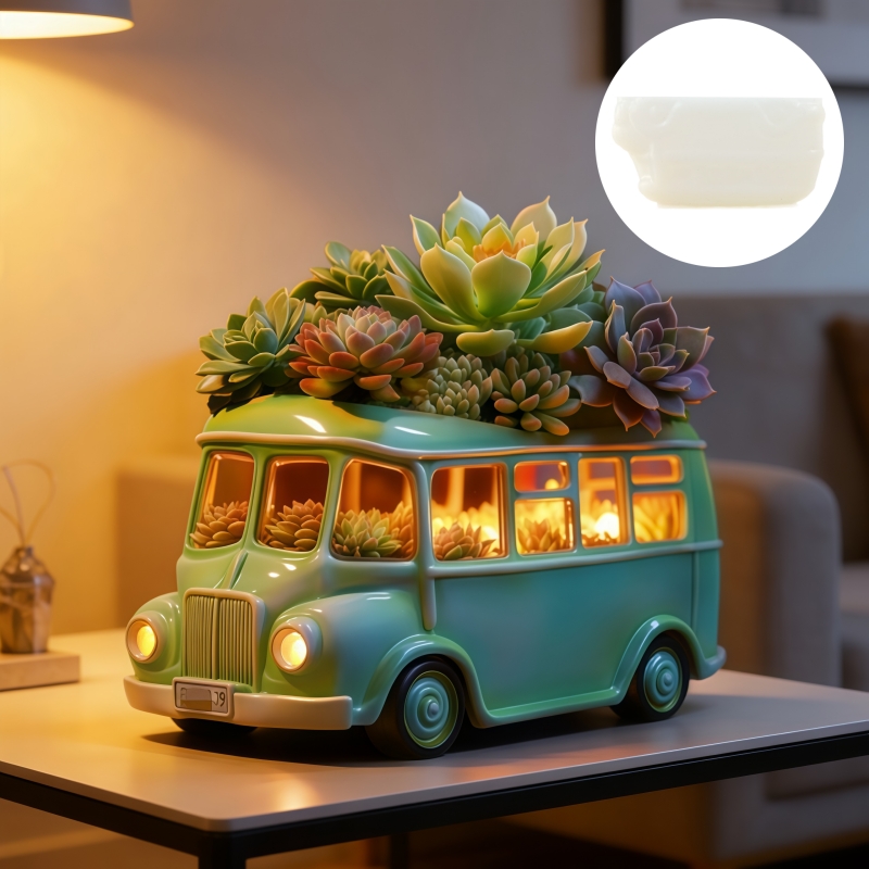 バス型多肉植物植木鉢樹脂シリコンモールド、車用収納ボックスコ - Ceramic Candle Vessel のレビューと価格