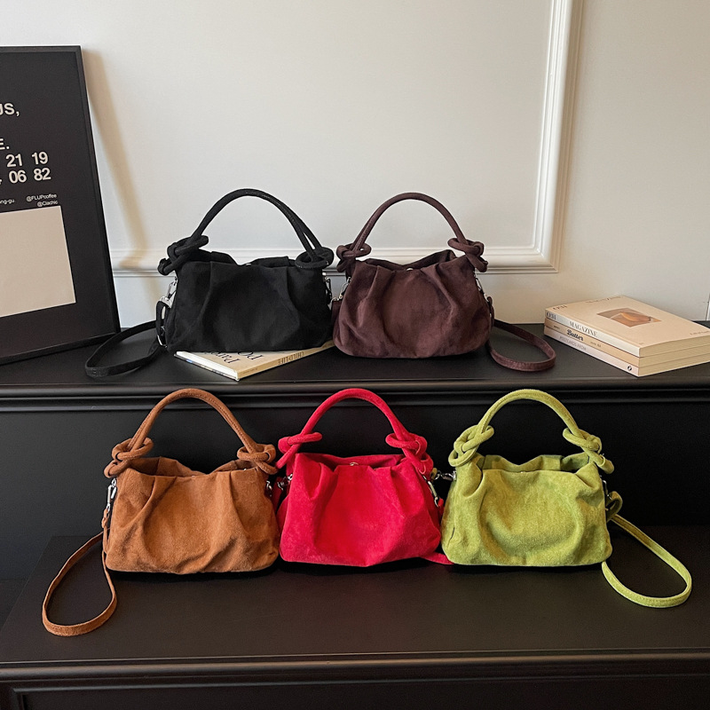 シャーリングクラウドバッグ女性ノットハンドルスエードスモール - Interior Design Vintage Style のレビューと価格