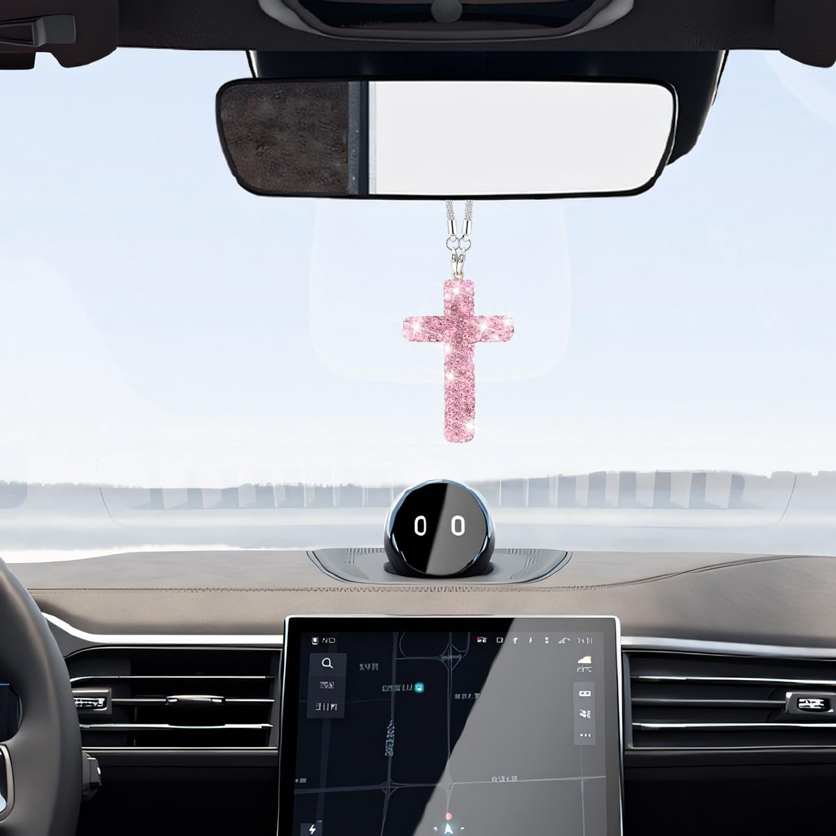 スパークリングクリスタルダイヤモンドクロス車のミラーハンガー - Interior Design Texture のレビューと価格