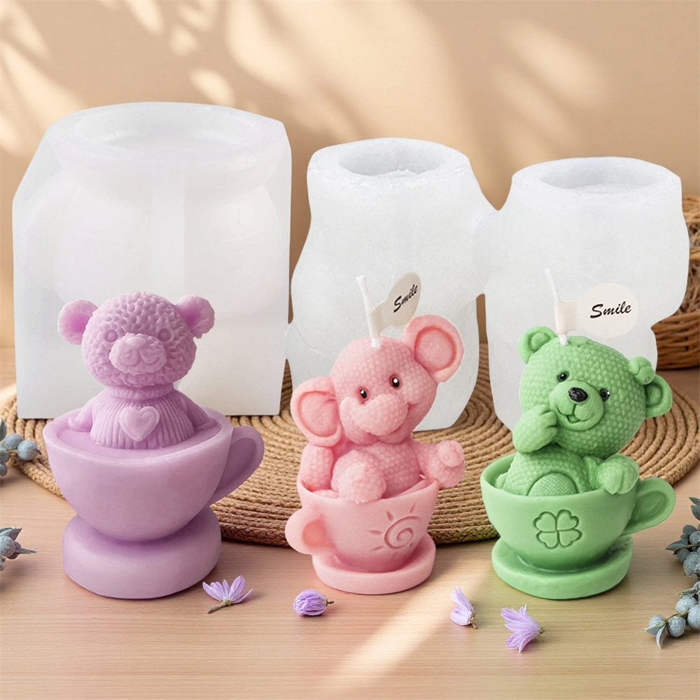 テディベアカップシリコンモールド漫画クマキャンドルソープモー - Ceramic Candle Vessel のレビューと価格
