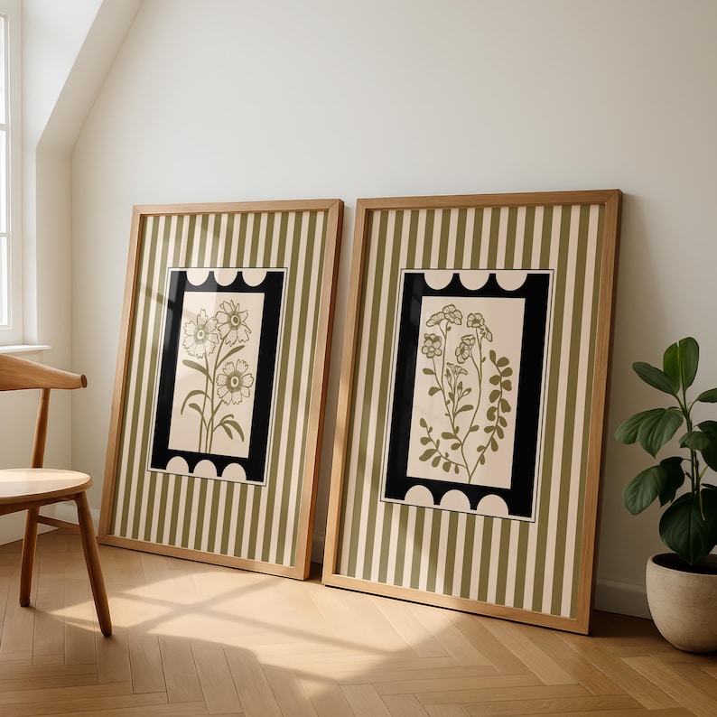 2枚セット ボヘミアンスタイル 植物アート キャンバスプリン - Abstract Canvas Set のレビューと価格